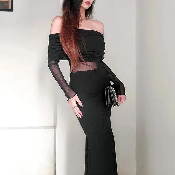 Dark Beauty Off Shoulder Dress,Black Dress,The Gift Dimension