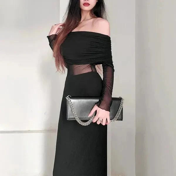 Dark Beauty Off Shoulder Dress,Black Dress,The Gift Dimension