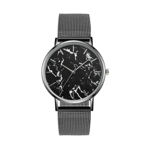 Rose Gold Mesh Band Marble Watch,,The Gift Dimension