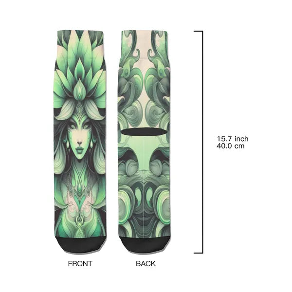 Symmetrical Pastel Goddess Mid-Calf Socks/Styles Pastel Pink, Earth Goddess,Decorative Design Socks,The Gift Dimension