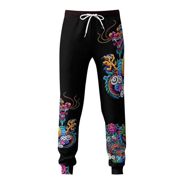 Vibrant Celestial Luck Dragon Sweatpants🐉,Sweatpants,The Gift Dimension