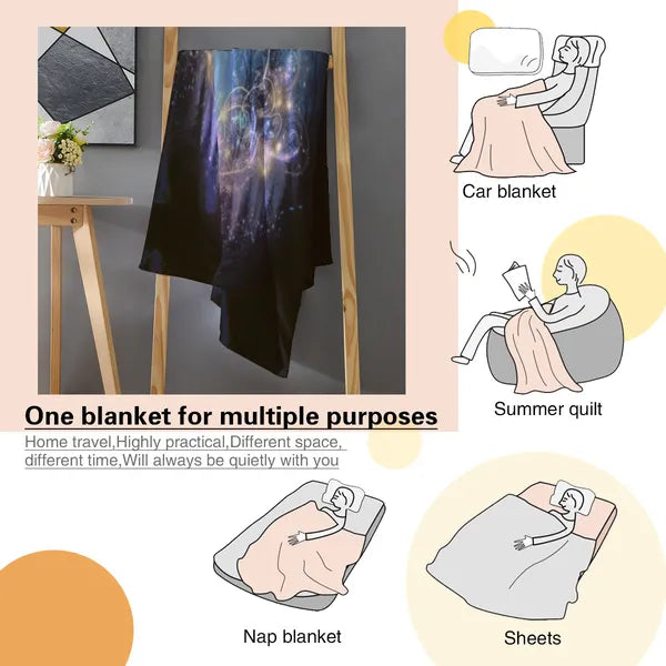 Magical Holiday Deer & Celestial Lights Flannel Blanket-4 Sizes,,The Gift Dimension