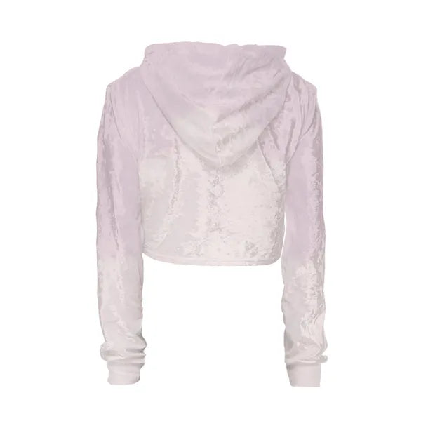 Velvet Two Tone Pink Crop Top Hoodie,The Gift Dimension