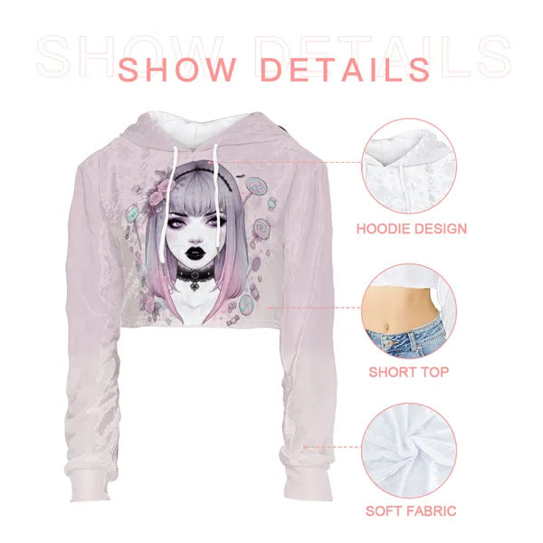 Velvet Two Tone Pink Crop Top Hoodie,,The Gift Dimension