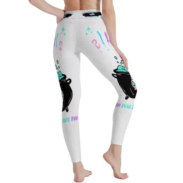 Ghouls Just Wanna Have Fun Halloween Yoga Pants- IN WHITE,Yoga Pants,The Gift Dimension