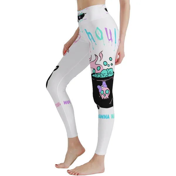 Ghouls Just Wanna Have Fun Halloween Yoga Pants- IN WHITE,Yoga Pants,The Gift Dimension