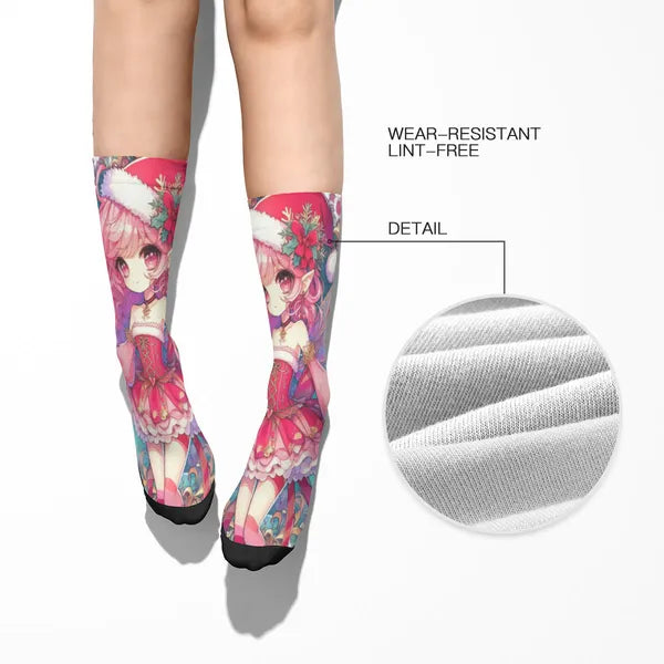 Woman's Holiday Sock Collection, Mistletoe Fairy in Holiday Outfit Socks,Decorative Design Socks,The Gift Dimension