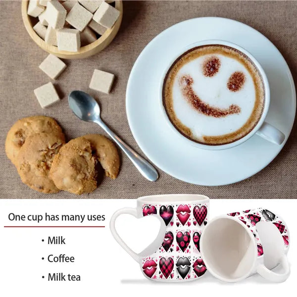 Valentine's Heart Stamps Mug 11oz Perfect for a Valentine's Day Gift or To Celebrate Love,Valentine's Day Mugs,The Gift Dimension