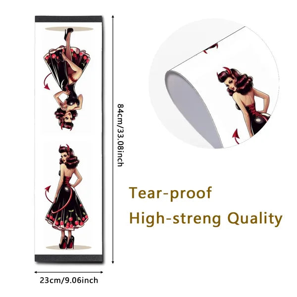 Rockabilly Temptress Skateboard Grip Tape Design on white Grip tape. Fits most size boards.,Grip Tape,The Gift Dimension