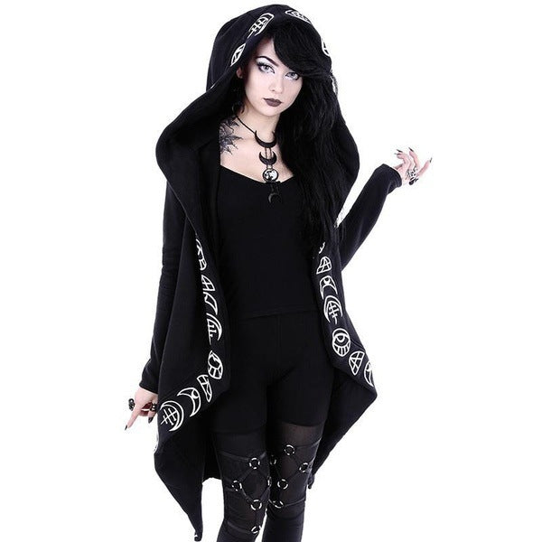 Long Gothic Hoodie Photo Front close up