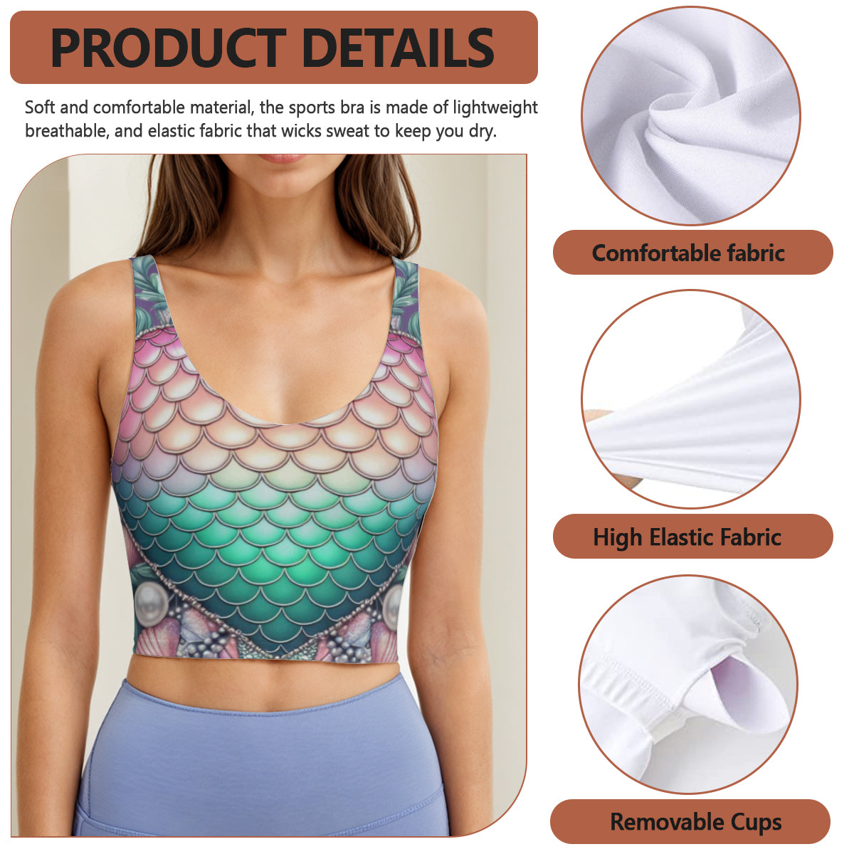 Magical Mermaid Ombre Yoga top/Sports Bra