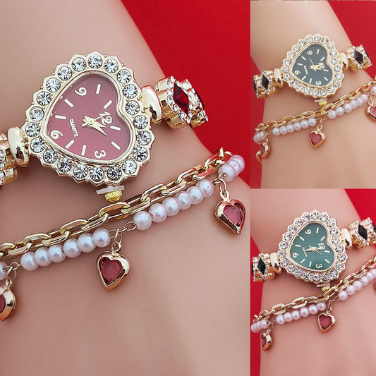 Fashion Heart Quartz Watch Women's Jewelry Set Valentine's Day Gift