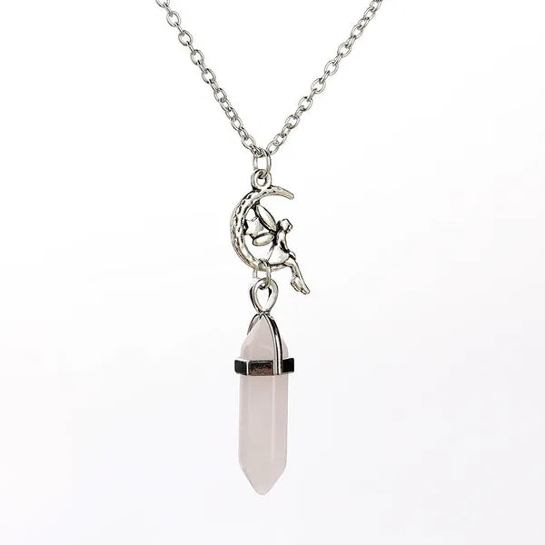 Hexagon Column Natural Stone Necklace-3 Styles Jade, Crystal, Amythyst, Onyx, Quartz,Necklace,The Gift Dimension