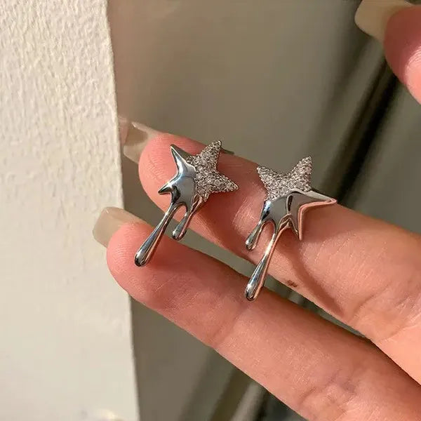 Metallic Molten Drip Star Stud Earrings,Jewelry,The Gift Dimension