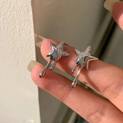 Metallic Molten Drip Star Stud Earrings,Jewelry,The Gift Dimension