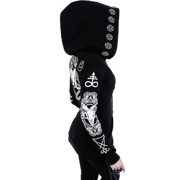 Gothic, Mystical Occult Print, Woman's Long Sleeve Hoodie w/Oversized Hood.,Woman's Hoodie,The Gift Dimension