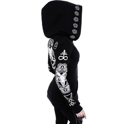 Gothic, Mystical Occult Print, Woman's Long Sleeve Hoodie w/Oversized Hood.,Woman's Hoodie,The Gift Dimension