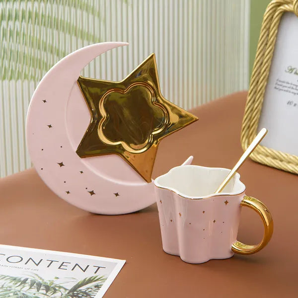 Celestial Tea Set- Cup w/Star And Crescent Moon Saucer-in 4 colors,Decorative Tea Set,The Gift Dimension