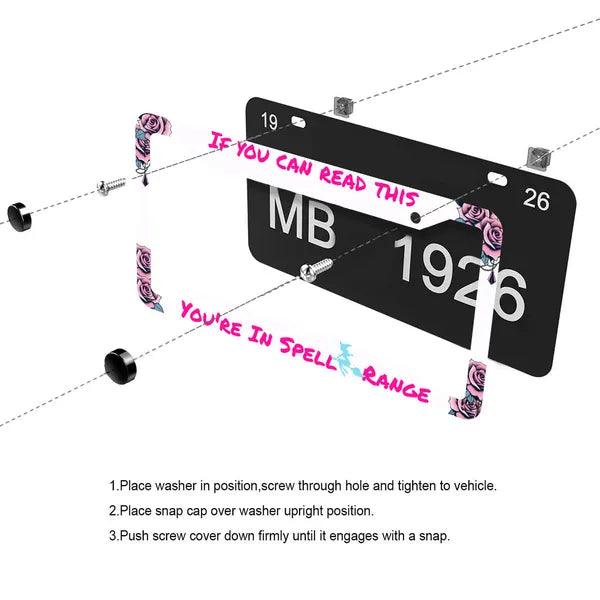 "If you can read this, You're in Spell Range" License Plate Holder,Custom License Plate Frame,The Gift Dimension