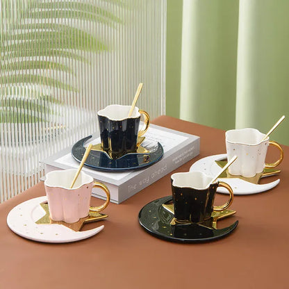 Celestial Tea Set- Cup w/Star And Crescent Moon Saucer-in 4 colors,Decorative Tea Set,The Gift Dimension