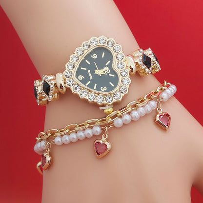 Fashion Heart Quartz Watch Women's Jewelry Set Valentine's Day Gift