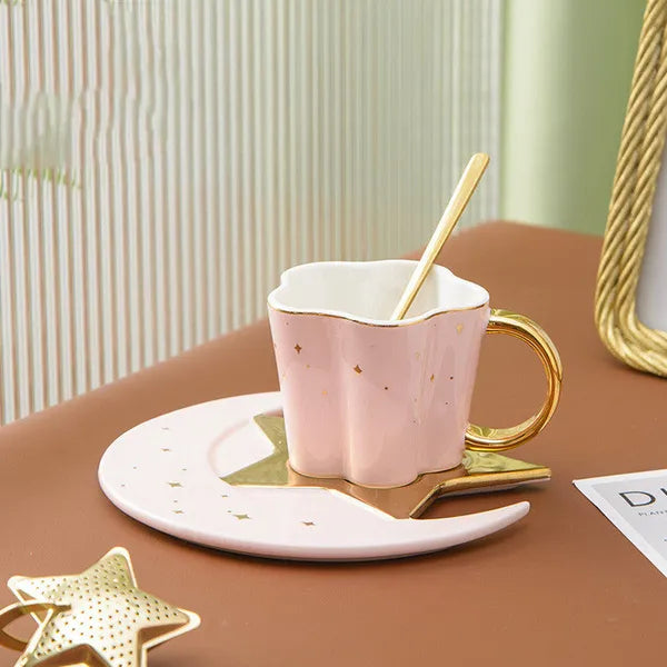 Celestial Tea Set- Cup w/Star And Crescent Moon Saucer-in 4 colors,Decorative Tea Set,The Gift Dimension