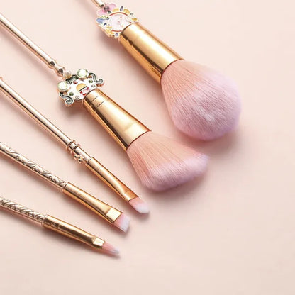 "WONDERLAND"  5 piece Make Up Brush Set w/Bag-Gold/Rose Gold styles,Makeup Brush Set,The Gift Dimension
