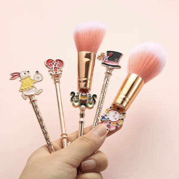 "WONDERLAND"  5 piece Make Up Brush Set w/Bag-Gold/Rose Gold styles,Makeup Brush Set,The Gift Dimension