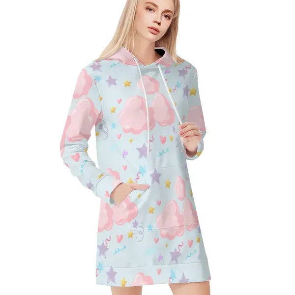 Pastel Clouds and Confetti Sweatshirt Dress- in Baby Blue, White, and Lavender!,Sweatshirt Dress,The Gift Dimension