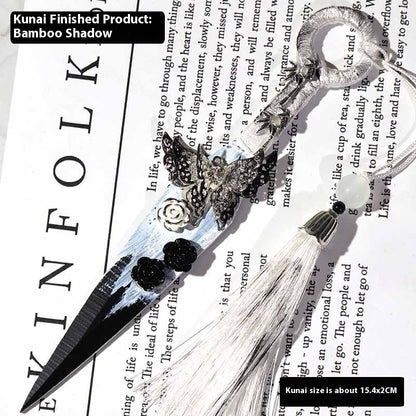 Decorative Athame with dipped black ink on blade and butterfly embellishment