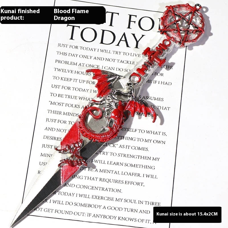 Decorative Athame with a decorative Blood Dragon Embellishment with pentagram hilt