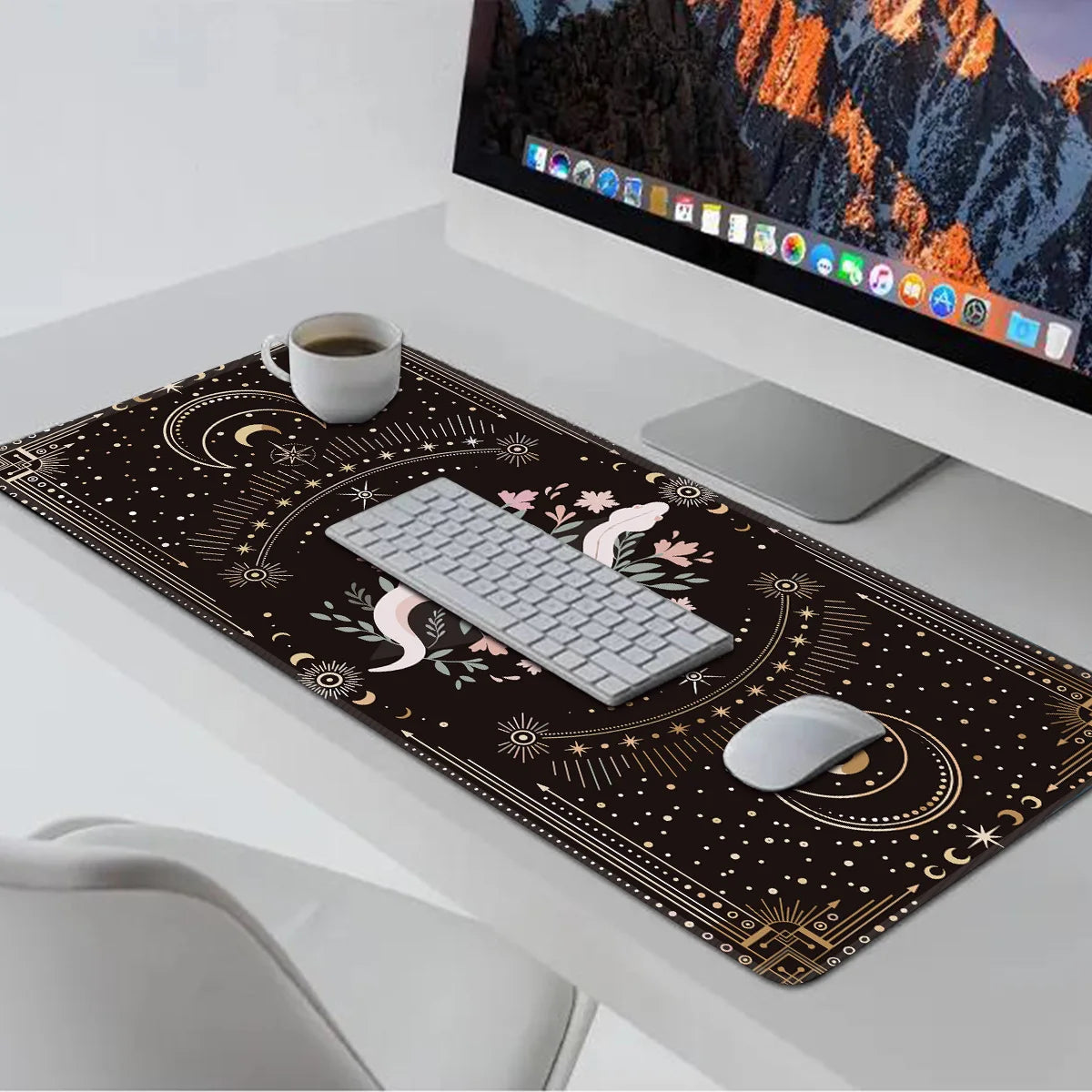 Mystic Snake Extra Wide Gaming Mouse Pad/ Occult Themed PC Accessory