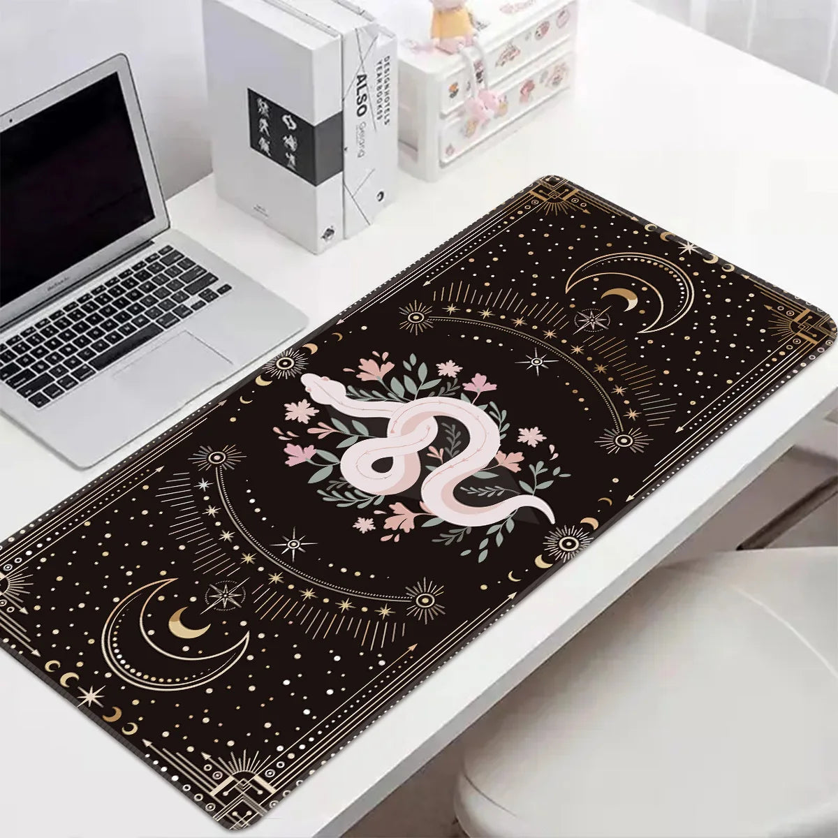 Mystic Snake Extra Wide Gaming Mouse Pad/ Occult Themed PC Accessory