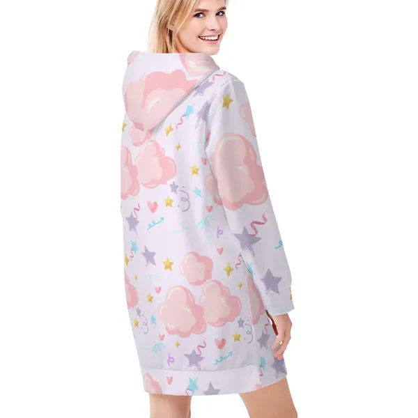 Pastel Clouds and Confetti Sweatshirt Dress- in Baby Blue, White, and Lavender!,Sweatshirt Dress,The Gift Dimension
