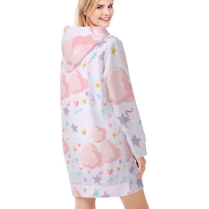 Pastel Clouds and Confetti Sweatshirt Dress- in Baby Blue, White, and Lavender!,Sweatshirt Dress,The Gift Dimension