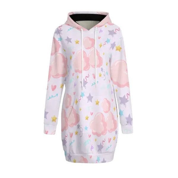 Pastel Clouds and Confetti Sweatshirt Dress- in Baby Blue, White, and Lavender!,Sweatshirt Dress,The Gift Dimension