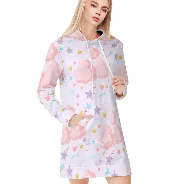 Pastel Clouds and Confetti Sweatshirt Dress- in Baby Blue, White, and Lavender!,Sweatshirt Dress,The Gift Dimension