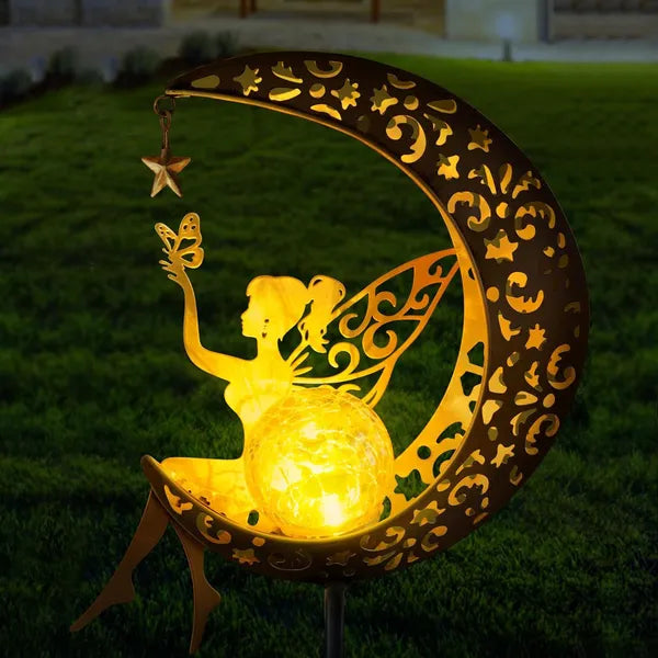 Solar Moon Fairy Lamp Outdoor Garden Iron Art,,The Gift Dimension