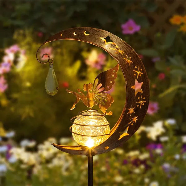 Solar Moon Fairy Lamp Outdoor Garden Iron Art,,The Gift Dimension