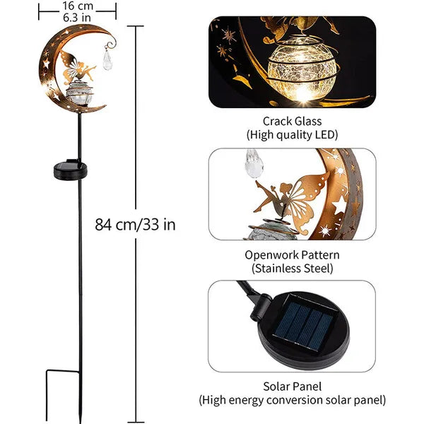 Solar Moon Fairy Lamp Outdoor Garden Iron Art,,The Gift Dimension