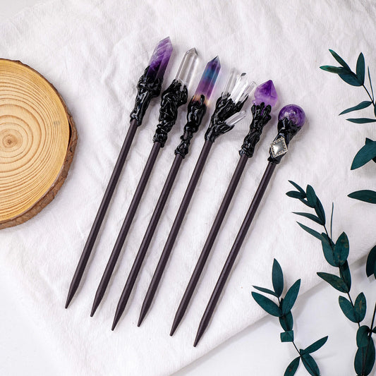 Mystical Crystal Hair Pins - Gothic Witch Accessories-Natural Crystal