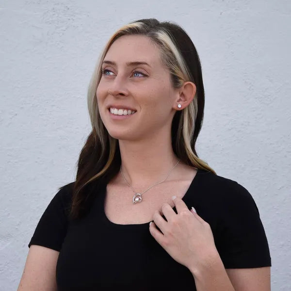 Forever Love Crystal Heart Necklace and Cubic Zirconia Earring Set-Gift for Soul Mate on model A -Gold/Silver, Necklaces, The Gift Dimension