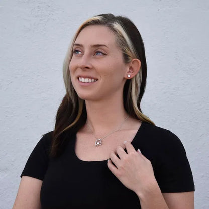 Forever Love Crystal Heart Necklace and Cubic Zirconia Earring Set-Gift for Soul Mate on model A -Gold/Silver, Necklaces, The Gift Dimension