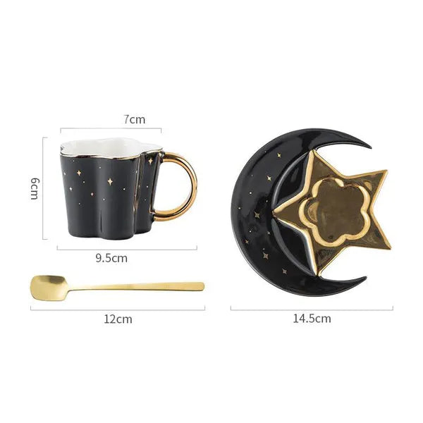 Celestial Tea Set- Cup w/Star And Crescent Moon Saucer-in 4 colors,Decorative Tea Set,The Gift Dimension