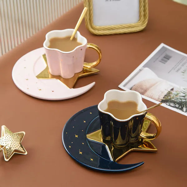 Celestial Tea Set- Cup w/Star And Crescent Moon Saucer-in 4 colors,Decorative Tea Set,The Gift Dimension
