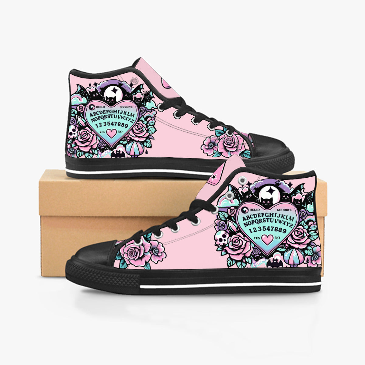 Ouija Board Bubble Gum Pink Converse Style Sneakers - The Gift Dimension
