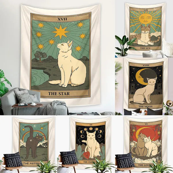 Cat Style Tarot Deck Tapestry/Bohemian Wall Decor-11 Styles,Wall Tapestry,The Gift Dimension
