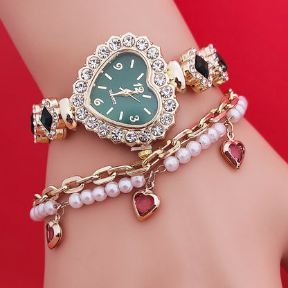 Fashion Heart Quartz Watch Women's Jewelry Set Valentine's Day Gift