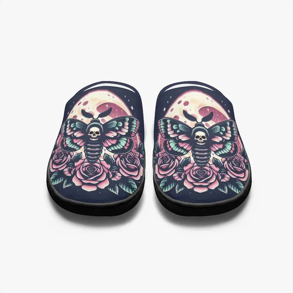Dark Navy Moth N' Moonlight Super Cozy House Slippers,,The Gift Dimension