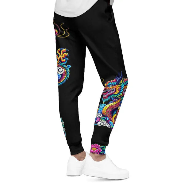 Vibrant Celestial Luck Dragon Sweatpants🐉,Sweatpants,The Gift Dimension